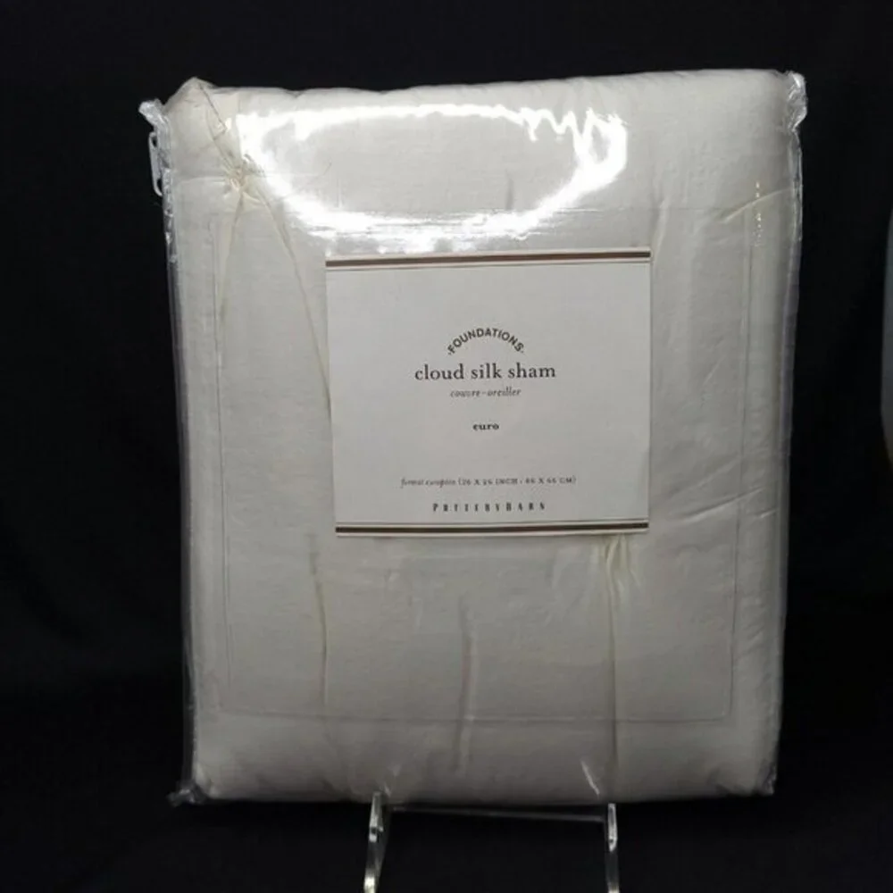Pottery Barn Pillow Sham‎ Foundations Cotton Silk White Square 26 x 26 Euro New